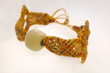 Load image into Gallery viewer, Macrame bracelet, frosted afghan jade bead. Adjustable, Handmade in Canada