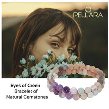 Load image into Gallery viewer, emstone bracelet, Eyes of Green by Pellara. Made of Sunstone, Moonstone &amp; Flourite, The Crown, Third Eye, Throat, Heart and Sacral chakras.