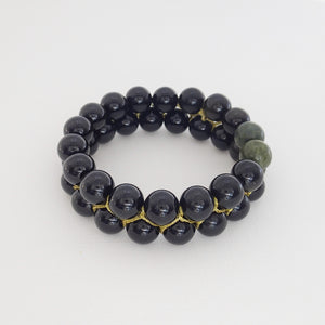 Gemstone bracelet, Shades of Black by Pellara. Made of Jade, Obsidian, Agate & onyx. Birthstone gift for Scorpio, Leo, Virgo, Taurus, Libra & Capricorn zodiacs
