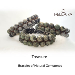 Gemstone bracelet by Pellara, treasure. Scorpio, Leo, Virgo & Aries zodiac. Chakra stone for The Crown, Heart, Solar plexus & root.