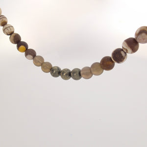 Gemstone Jewellery set by Pellara, Oasis, made of Pyrite, Smoky Quartz, Jasper & Tiger eye. 6, 8 & 10mm. The Crown, Third eye, Sacral & Navel chakra, Aromatherapy
