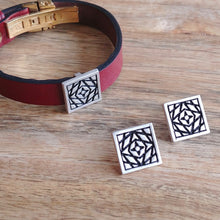 Load image into Gallery viewer, NEBULA STAR, Set of Cufflinks and Bracelet, Sterling Silver and Natural Leather