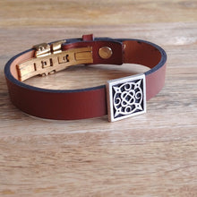 Load image into Gallery viewer, SWIRLING HEAVENS, Cuff Bracelet, Sterling Silver and Natural Leather