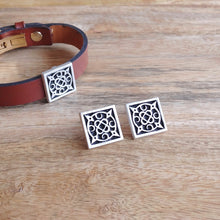 Load image into Gallery viewer, SWIRLING HEAVENS, Cuff Bracelet, Sterling Silver and Natural Leather