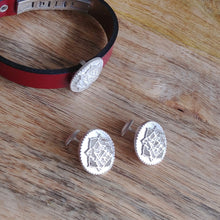 Load image into Gallery viewer, COINS, Set of Cufflinks and Bracelet, Sterling Silver and Natural Leather