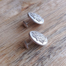 Load image into Gallery viewer, COINS, Set of Cufflinks and Bracelet, Sterling Silver and Natural Leather