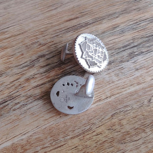 COINS, Set of Cufflinks and Bracelet, Sterling Silver and Natural Leather