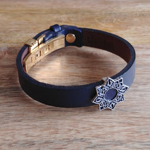Load image into Gallery viewer, SHAMSA, Set of Cufflinks and Bracelet, Sterling Silver and Natural Leather