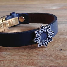 Load image into Gallery viewer, SHAMSA, Set of Cufflinks and Bracelet, Sterling Silver and Natural Leather