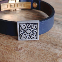 Load image into Gallery viewer, FOUR GARDENS, Cuff Bracelet, Sterling Silver and Natural Leather