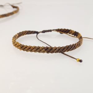 Dark Brown macrame jewellery set, Necklace and bracelet, golden plated stainless steel pendant. Adjustable, Handmade