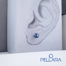 Load image into Gallery viewer, Sterling silver natural gemstone stud earrings contains a sparkling piece of Cubic Zirconia. Very light and hypo-allergenic, 6mm or 8mm beads. Kyanite