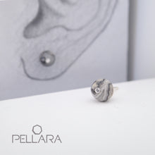 Load image into Gallery viewer, Sterling silver natural gemstone stud earrings contains a sparkling piece of Cubic Zirconia. Very light and hypo-allergenic, 6mm or 8mm beads. Jasper
