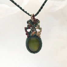 Load image into Gallery viewer, Dark Green Agate Micro Macrame Set of Bracelet, Necklace, Choker and Two Pairs of Earrings