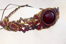 Load image into Gallery viewer, Red Jasper Maroon Micro Macrame Set of Bracelet, Choker and a Pair of Earrings