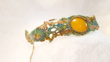 Load image into Gallery viewer, Micro Macrame Choker, Natural Yellow Agate Cabochon