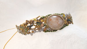 Micro Macrame Choker, Natural Sunstone Cabochon
