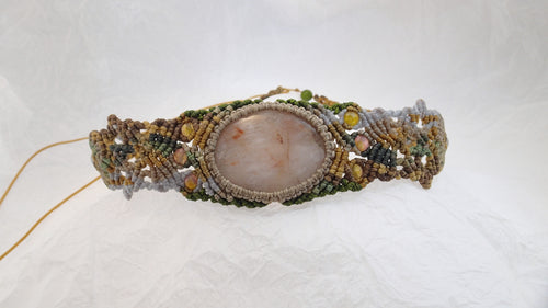 Micro Macrame Choker, Natural Sunstone Cabochon