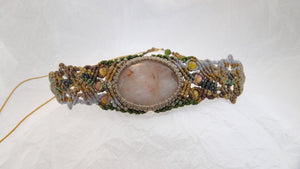 Micro Macrame Choker, Natural Sunstone Cabochon