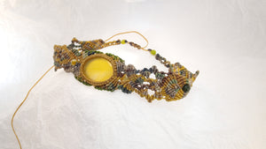 Micro Macrame Choker, Natural Yellow Agate Cabochon