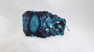 Micro Macrame Bracelet, Turquoise Cabochon