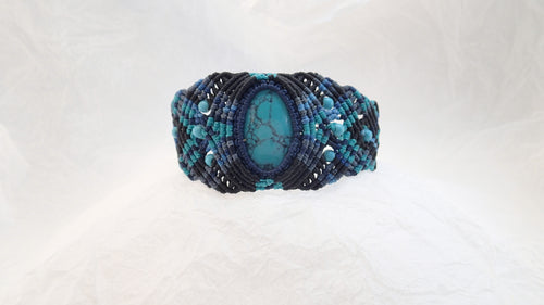 Micro Macrame Bracelet, Turquoise Cabochon