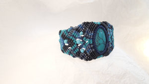Micro Macrame Bracelet, Turquoise Cabochon