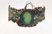 Load image into Gallery viewer, Dark Green Agate Micro Macrame Set of Bracelet, Necklace, Choker and Two Pairs of Earrings