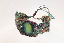 Load image into Gallery viewer, Dark Green Agate Micro Macrame Set of Bracelet, Necklace, Choker and Two Pairs of Earrings
