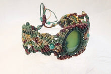 Load image into Gallery viewer, Dark Green Agate Micro Macrame Set of Bracelet, Necklace, Choker and Two Pairs of Earrings
