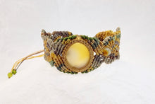Load image into Gallery viewer, Yellow Agate Khaki Micro Macrame Set of Bracelet, Necklace, Choker, ring and a Pair of Earrings