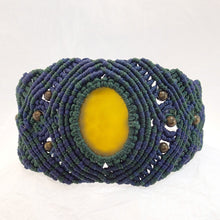 Load image into Gallery viewer, Micro Macrame Bracelet, Natural Yellow Agate Cabochon