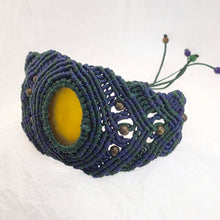 Load image into Gallery viewer, Micro Macrame Bracelet, Natural Yellow Agate Cabochon