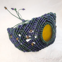 Load image into Gallery viewer, Micro Macrame Bracelet, Natural Yellow Agate Cabochon