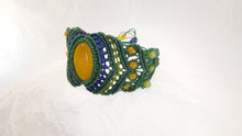 Load image into Gallery viewer, Micro Macrame Bracelet, Natural Yellow Agate Cabochon