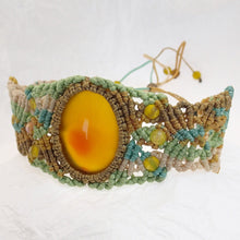 Load image into Gallery viewer, Micro Macrame Bracelet, Yellow Agate Cabochon
