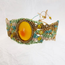Load image into Gallery viewer, Yellow Agate Citron Micro Macrame Set of Bracelet, Necklace, Choker, ring and a Pair of Earrings
