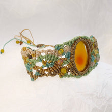 Load image into Gallery viewer, Yellow Agate Citron Micro Macrame Set of Bracelet, Necklace, Choker, ring and a Pair of Earrings