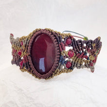 Load image into Gallery viewer, Red Jasper Maroon Micro Macrame Set of Bracelet, Choker and a Pair of Earrings