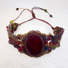 Load image into Gallery viewer, Red Jasper Maroon Micro Macrame Set of Bracelet, Choker and a Pair of Earrings