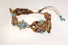 Load image into Gallery viewer, Hamsa macrame bracelet. Adjustable, Handmade in Canada, Khaki