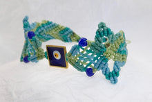 Load image into Gallery viewer, Evil Eye macrame bracelet. Adjustable, Handmade in Canada, Turquoise green