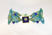 Load image into Gallery viewer, Evil Eye macrame bracelet. Adjustable, Handmade in Canada, Turquoise green