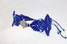 Load image into Gallery viewer, Hamsa macrame bracelet. Adjustable, Handmade in Canada, royal Blue