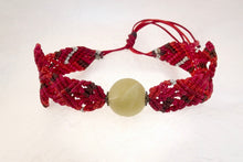 Load image into Gallery viewer, Macrame bracelet, frosted afghan jade bead. Adjustable, Handmade in Canada