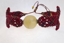 Load image into Gallery viewer, Macrame bracelet, frosted afghan jade bead. Adjustable, Handmade in Canada