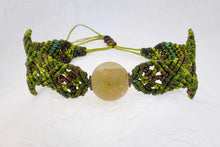 Load image into Gallery viewer, Macrame bracelet, frosted afghan jade bead. Adjustable, Handmade in Canada