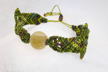 Load image into Gallery viewer, Macrame bracelet, frosted afghan jade bead. Adjustable, Handmade in Canada