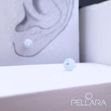 Load image into Gallery viewer, Sterling silver natural gemstone stud earrings contains a sparkling piece of Cubic Zirconia. Very light and hypo-allergenic, 6mm or 8mm beads. Aquamarine