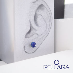 Sterling silver natural gemstone stud earrings contains a sparkling piece of Cubic Zirconia. Very light and hypo-allergenic, 6mm or 8mm beads. Malachite, Azurite Malachite